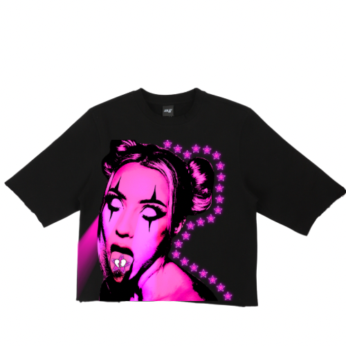 Crazy in Love 2.0 Cropped Crewneck/Black and Pink